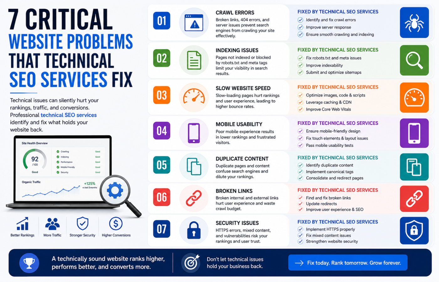 7 critical website problems solved by SEO