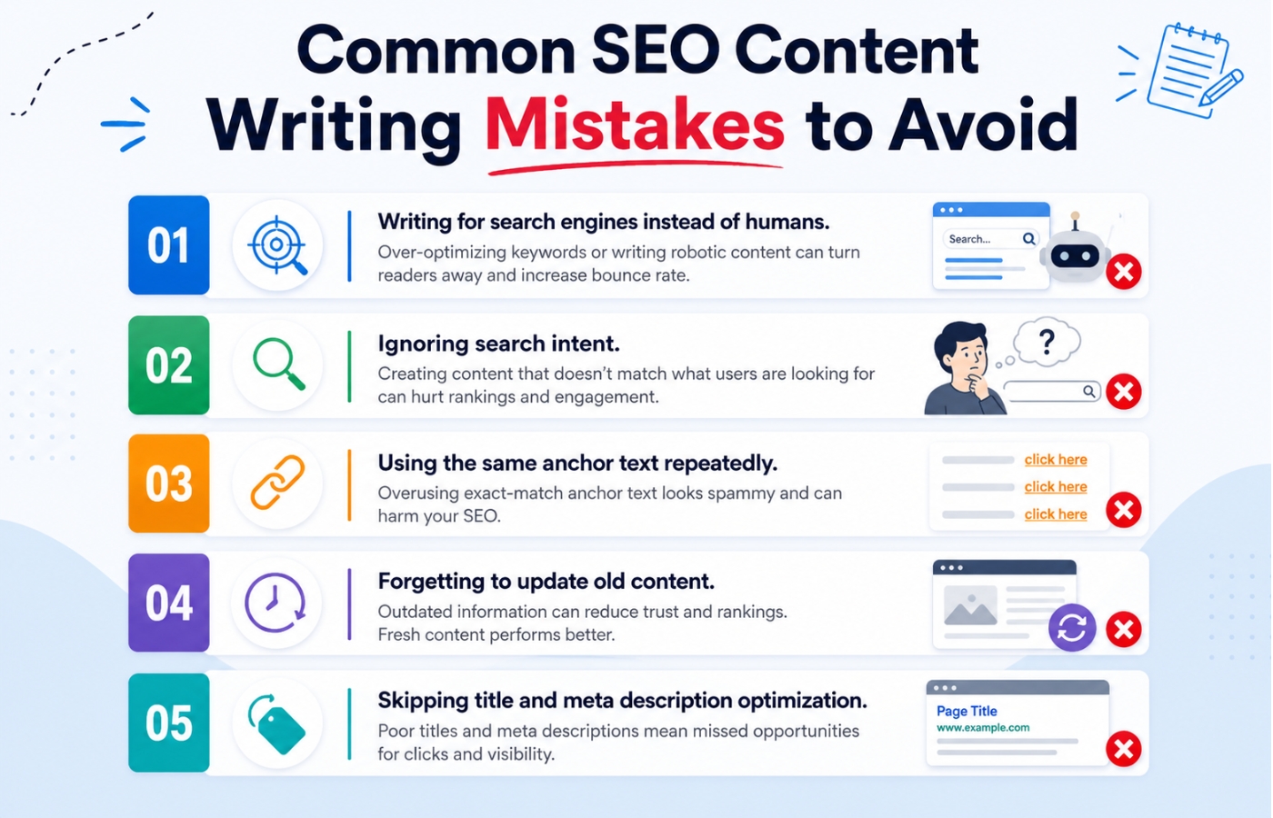 Common SEO writing mistakes to avoid