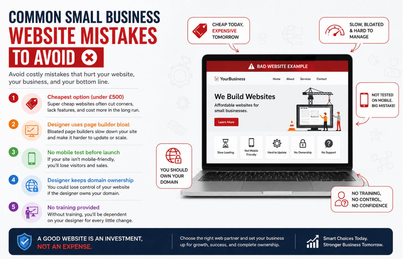 Common website mistakes for small businesses