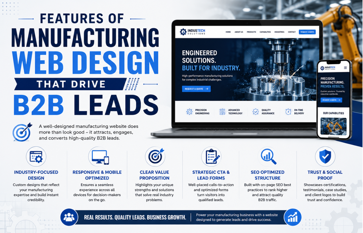 Features of Manufacturing Web Design That Drive B2B Leads