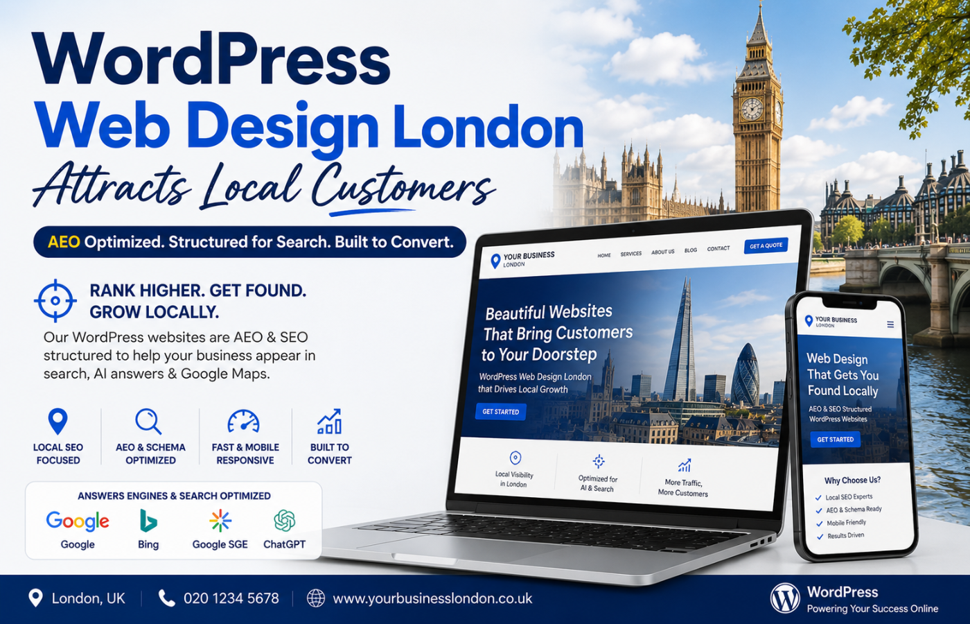 WordPress Web Design London Attracts Local Customers (AEO Structured)